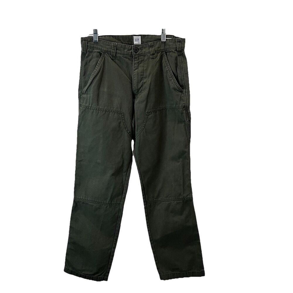 GAP Double Knee Carpenter Pants Green Utility Workwear Men's Size 30x30 Gorpcore